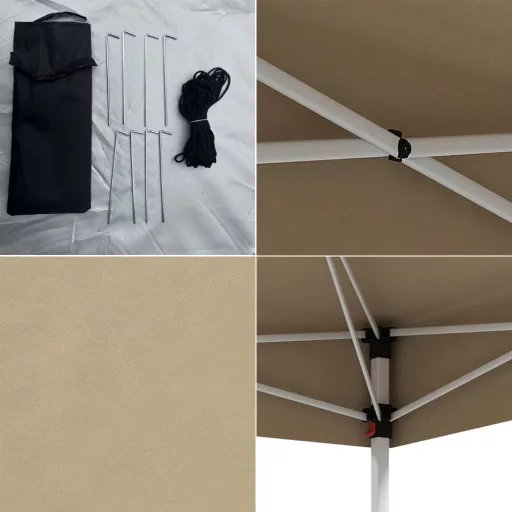 Pavilón s bočnými clonami a polovičnou zadnou stenou, béžový