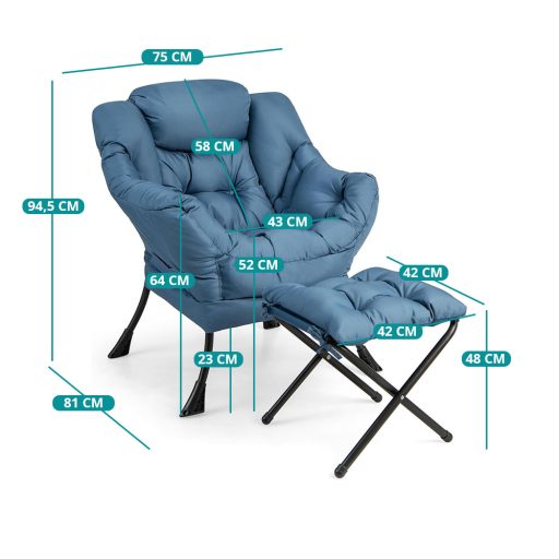 Relax kreslo s podnožkou, modré