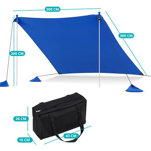 Prenosná slnečná ochrana so 4 pieskovými vakmi 3x3x2 m UV50+