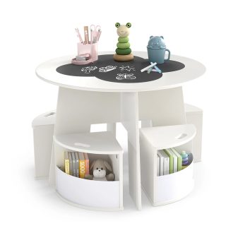   Detský stôl pre 4 osoby s úložným priestorom a písacou doskou