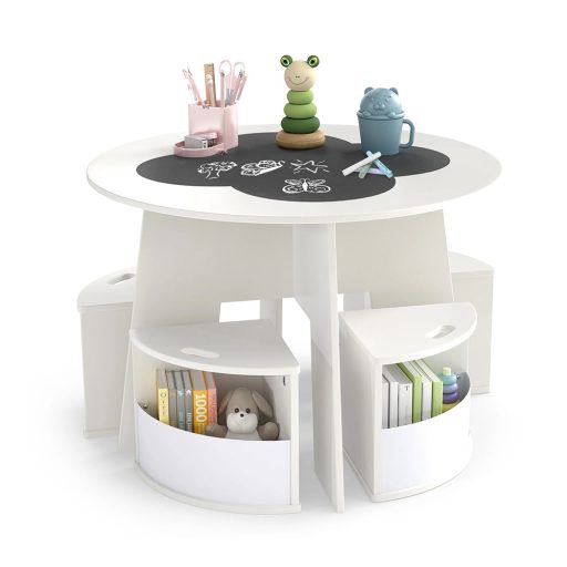 Detský stôl pre 4 osoby s úložným priestorom a písacou doskou