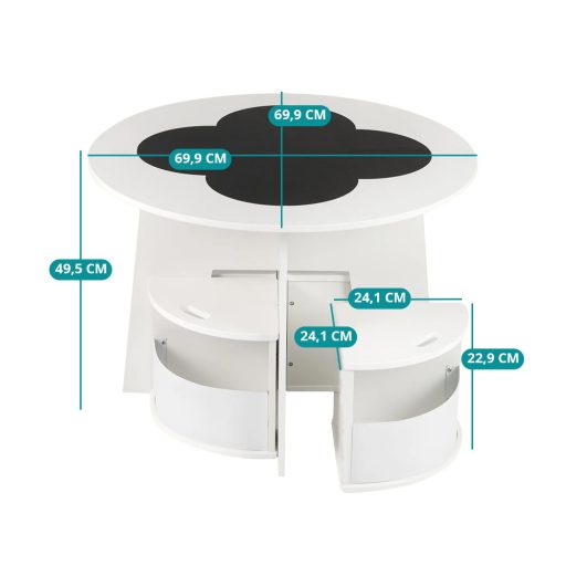 Detský stôl pre 4 osoby s úložným priestorom a písacou doskou