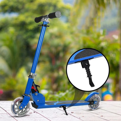 Skladacia hliníková kolobežka s LED kolieskami modrá