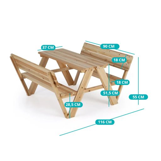 Detský piknikový stôl, prírodný