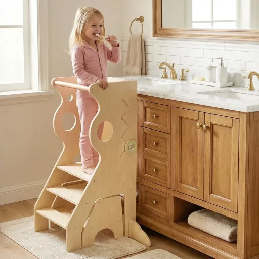 Detská drevená stolička na nastupovanie