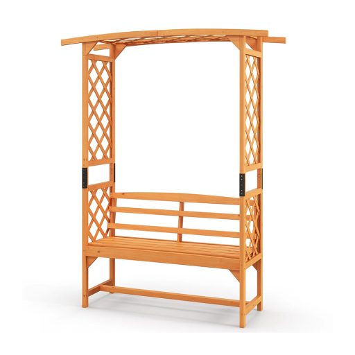 Borovicová ružová pergola s lavicou