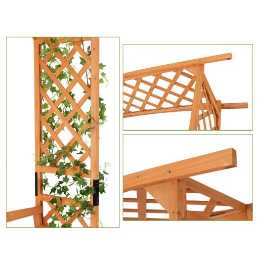 Borovicová ružová pergola s lavicou