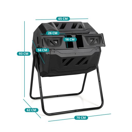 160-litrový dvojkomorový rotujúci kompostér