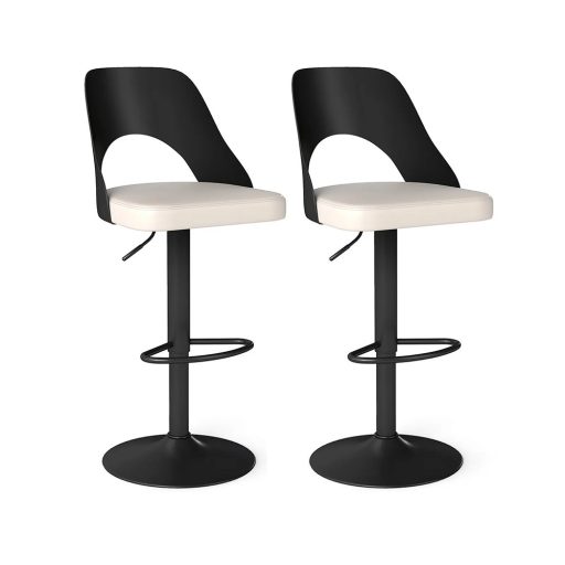 Moderný barový stoličky 2 ks, čierno-biele