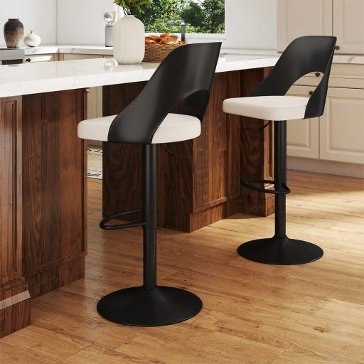 Moderný barový stoličky 2 ks, čierno-biele