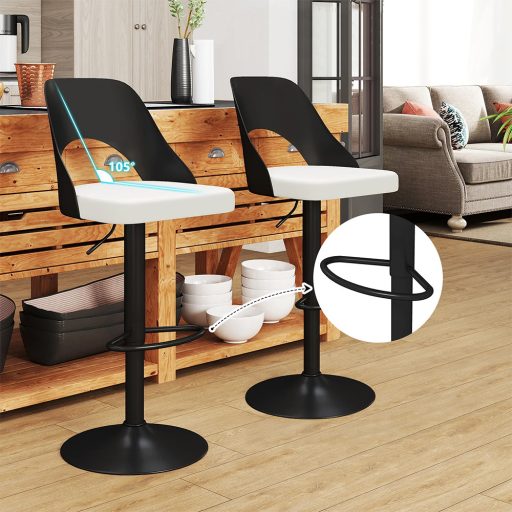 Moderný barový stoličky 2 ks, čierno-biele