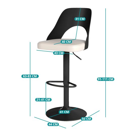 Moderný barový stoličky 2 ks, čierno-biele