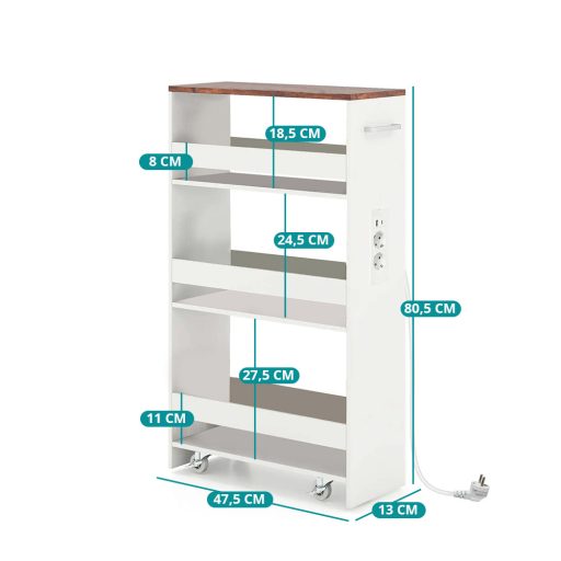 4-podlažný úložný vozík s nabíjacou stanicou
