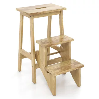 Skladací 3-stupňový stolička, prírodná