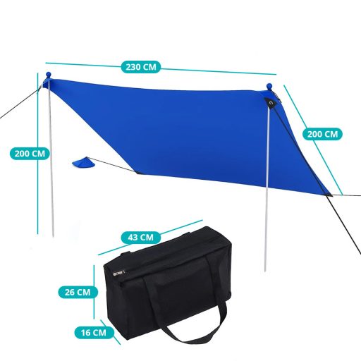 Prenosná slnečná ochrana so 4 pieskovými vakmi 2,3x2x2 m UV50+