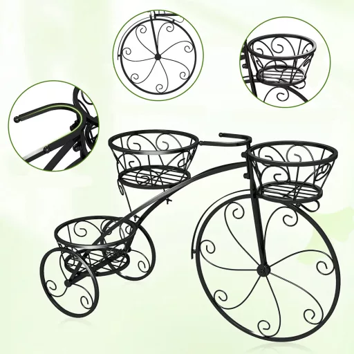 Kovový kvetináč v tvare bicykla