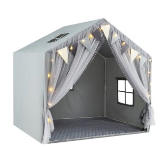 Detský stan so svetielkami, sivý