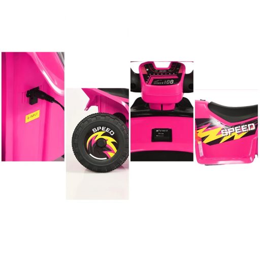 Detský štvorkolový elektrický vozík na batérie, ružový