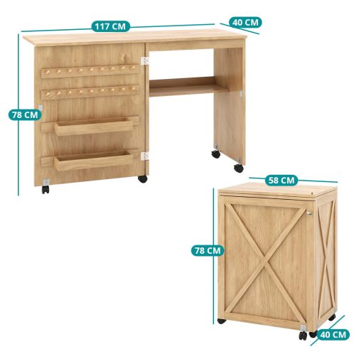 Skladací stolík na šijací stroj, prírodný