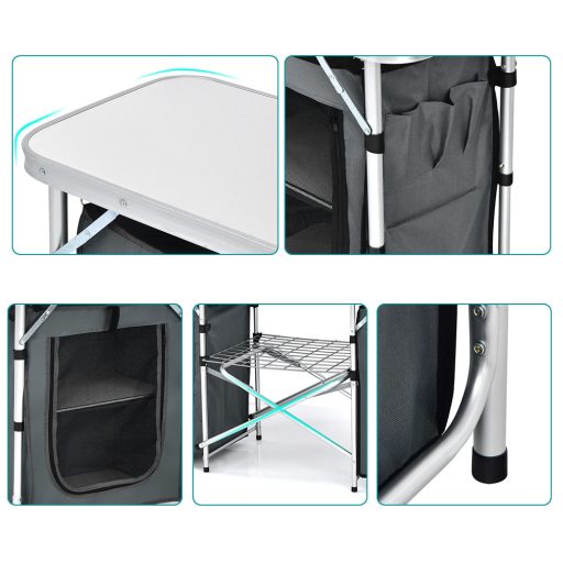 Skladacia kempingová kuchyňa so systémom úložiska