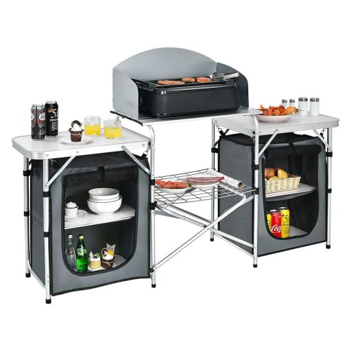 Skladacia kempingová kuchyňa so systémom úložiska