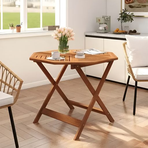 Osemuholný drevený malý stôl