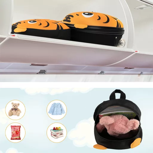 Súprava detského kufra a batohu na ťahanie, oranžová