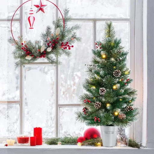 Ozdobený umelý vianočný stromček s 20 teplými LED svetlami, 90 cm