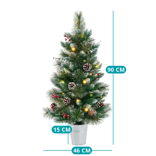 Ozdobený umelý vianočný stromček s 20 teplými LED svetlami, 90 cm