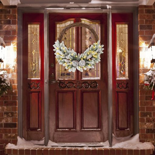 Snehová zimná vence s teplými LED svetlami