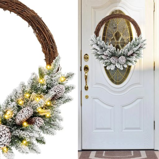 Snehová zimná vence s teplými LED svetlami