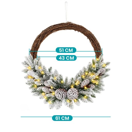 Snehová zimná vence s teplými LED svetlami