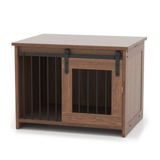 Rustikálny vnútorný psí kotec, hnedý