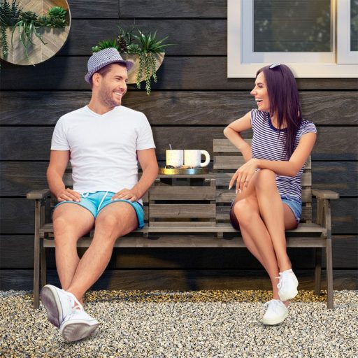 Záhradná lavica so skladacím stolíkom v strede