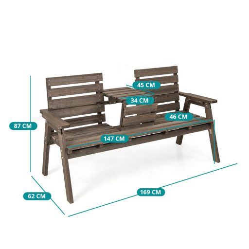 Záhradná lavica so skladacím stolíkom v strede