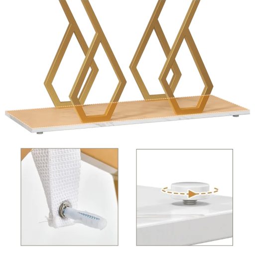 Dekoračný stôl s nastaviteľnými nohami a mramorovou doskou 100 x 30 x 79 cm