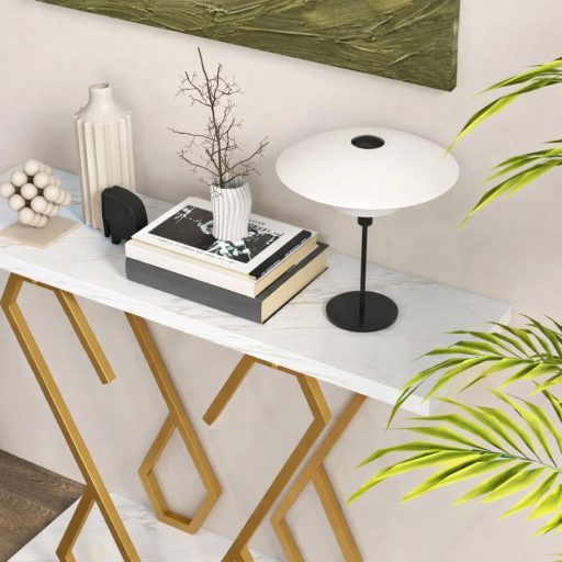 Dekoračný stôl s nastaviteľnými nohami a mramorovou doskou 100 x 30 x 79 cm