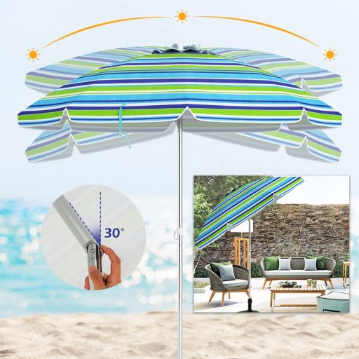 Naklápací plážový slnečník 198 cm modrý