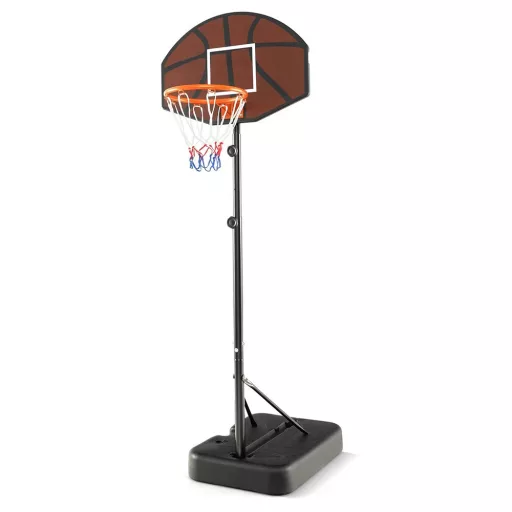 Nastaviteľný detský basketbalový kôš hnedý