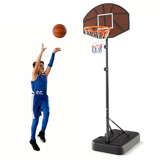 Nastaviteľný detský basketbalový kôš hnedý