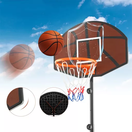 Nastaviteľný detský basketbalový kôš hnedý