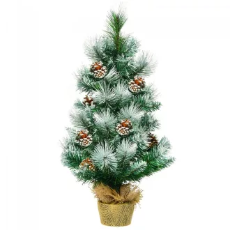 Snehový dekor umelý vianočný stromček s šiškami 60 cm