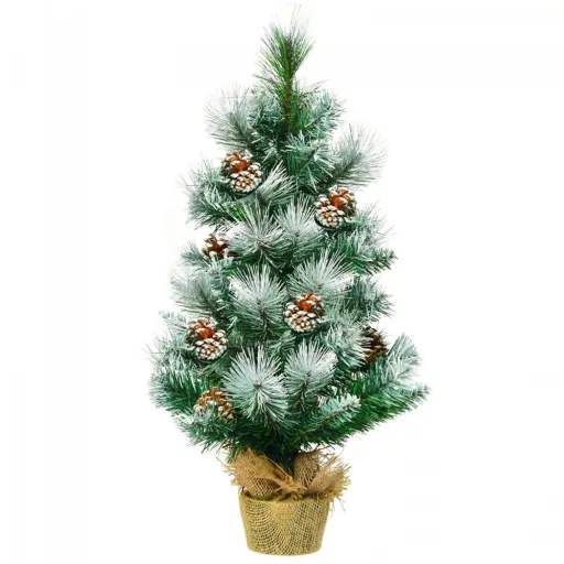 Snehový dekor umelý vianočný stromček s šiškami 60 cm