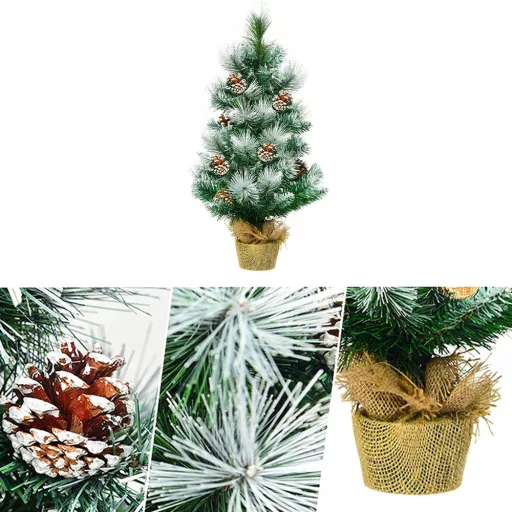 Snehový dekor umelý vianočný stromček s šiškami 60 cm
