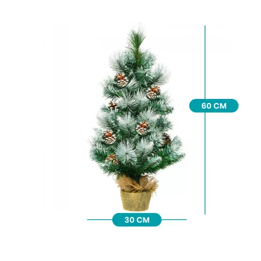 Snehový dekor umelý vianočný stromček s šiškami 60 cm