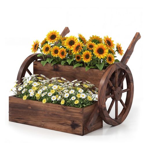 Záhradný stojan na kvety s vozíkom