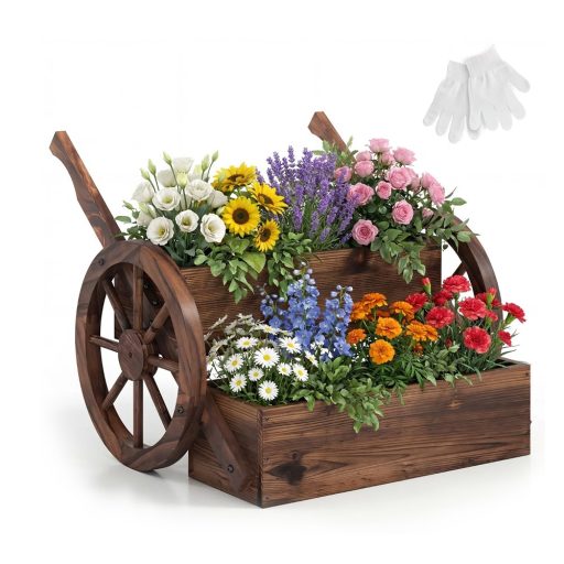 Záhradný stojan na kvety s vozíkom