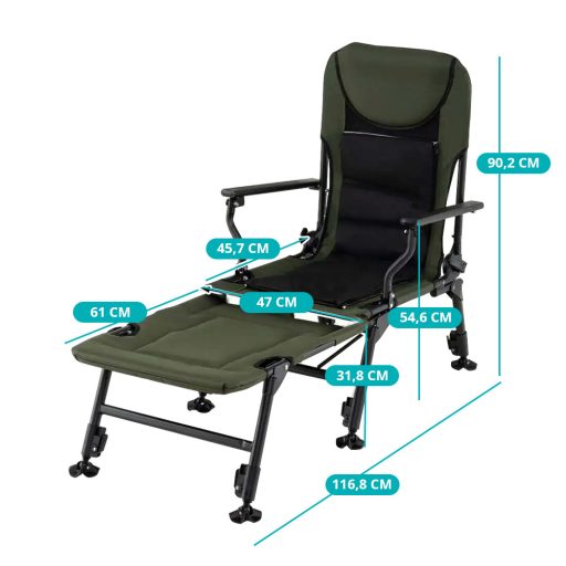 Veľká rybárska stolička s opierkou na nohy
