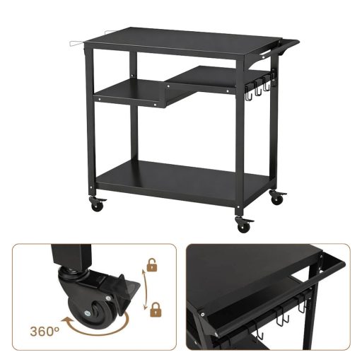 Pojazdný trojposchodový grilovací vozík