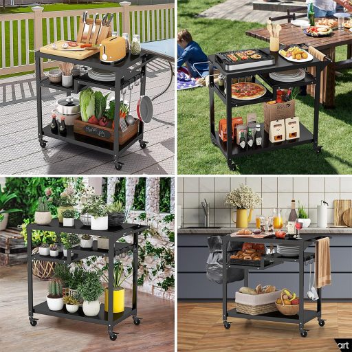 Pojazdný trojposchodový grilovací vozík